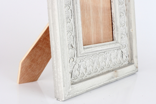 Fotorámeček šedý s patinou a zdobením 31x25cm