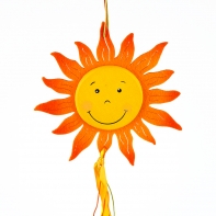 Girlanda sluníčko filc a dřevo 50cm