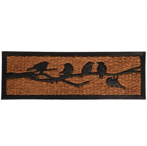 Gumová rohožka s kokosovým vláknem ptáčci na větvi, 75x25cm