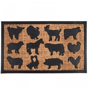 Gumová rohožka s kokosovým vláknem zvířátka z farmy 75x45cm