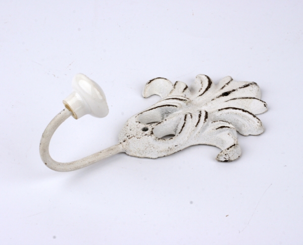 Háček kovový bílý 16x8x6,5 cm