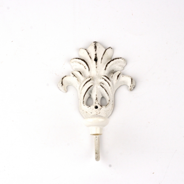 Háček kovový bílý 16x8x6,5 cm