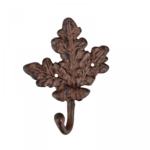 Háček na stěnu z litiny - lístek 14,6x6,2x19,3cm