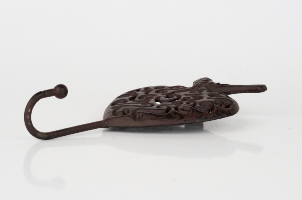 Háček srdce s ptáčkem litina 15x8cm