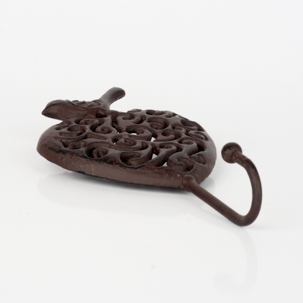 Háček srdce s ptáčkem litina 15x8cm