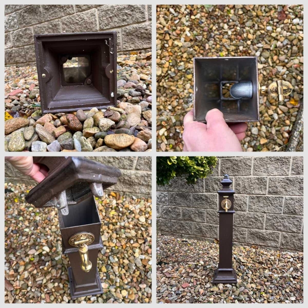 Hnědý zahradní sloupek na vodu – Rustique Flow 80cm