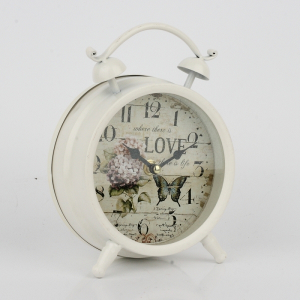 Hodiny budík s hortenzií 22cm