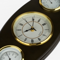 Hodiny dřevěné s teploměrem a vlhkoměrem 40x21x4,5cm