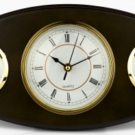 Hodiny dřevěné s teploměrem a vlhkoměrem 40x21x4,5cm