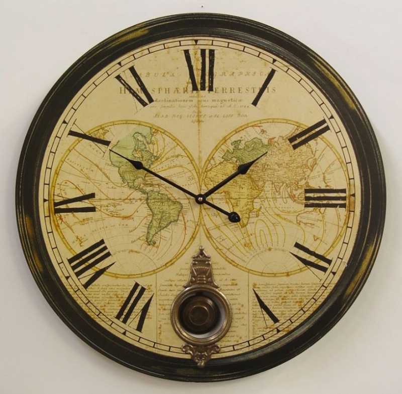 Hodiny kyvadlové s mapou 58cm