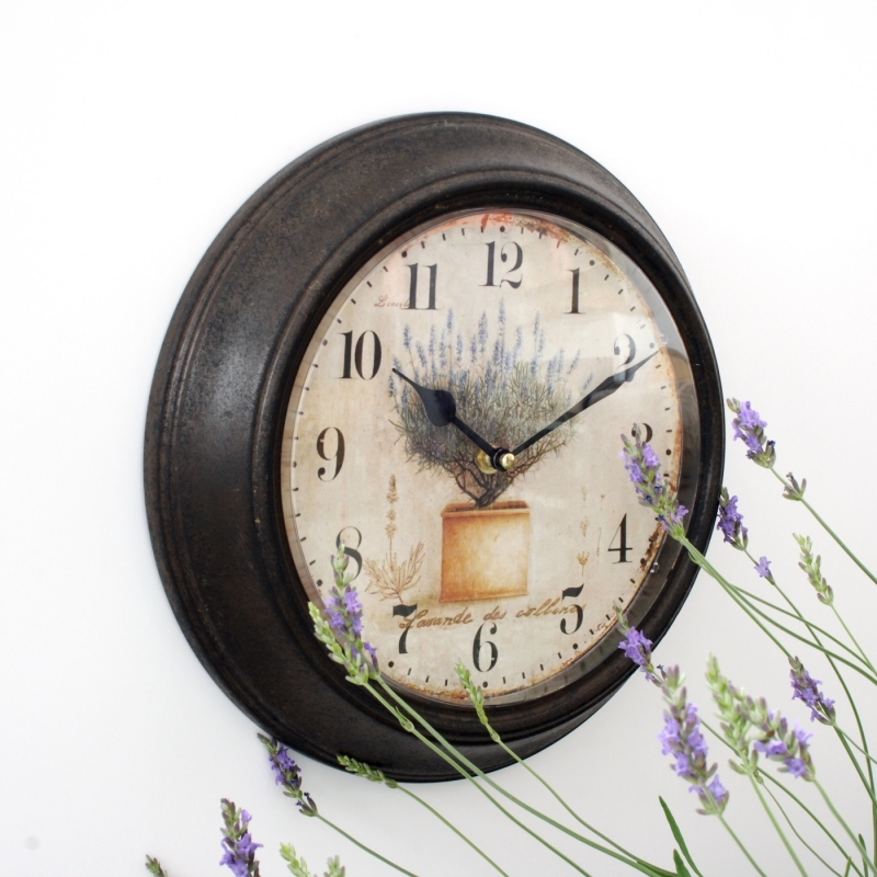 Hodiny levandule v květináči 29cm