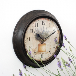 Hodiny levandule v květináči 29cm