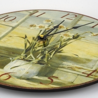 Hodiny nástěnné dřevěné kytka 30cm