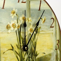Hodiny nástěnné dřevěné kytka 30cm
