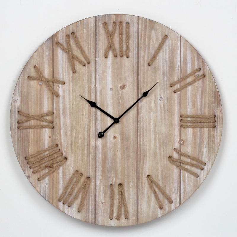 Hodiny nástěnné dřevěné s proplétanými čísly 60cm