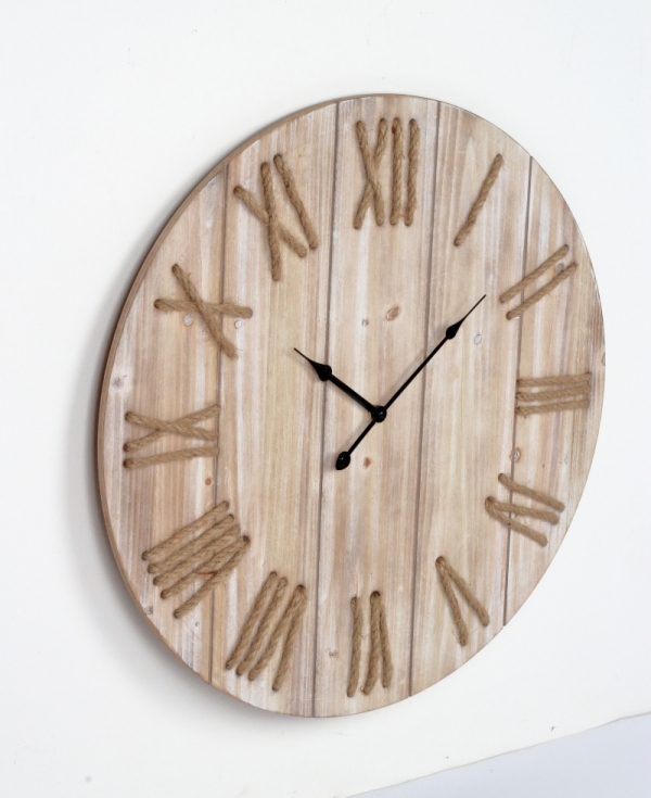 Hodiny nástěnné dřevěné s proplétanými čísly 60cm