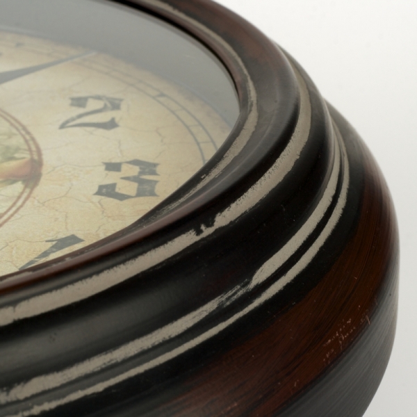 Hodiny nástěnné kovové s kohoutem 39cm