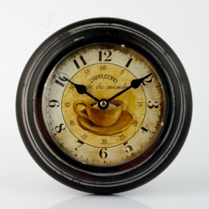 Hodiny nástěnné plechové retro Cafe de monde 22cm