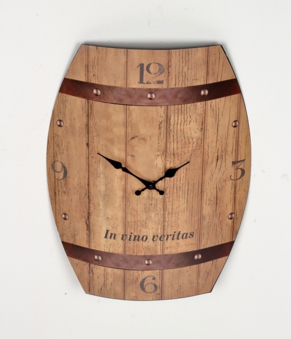 Hodiny nástěnné plechové sud In vino veritas 50x38,5cm