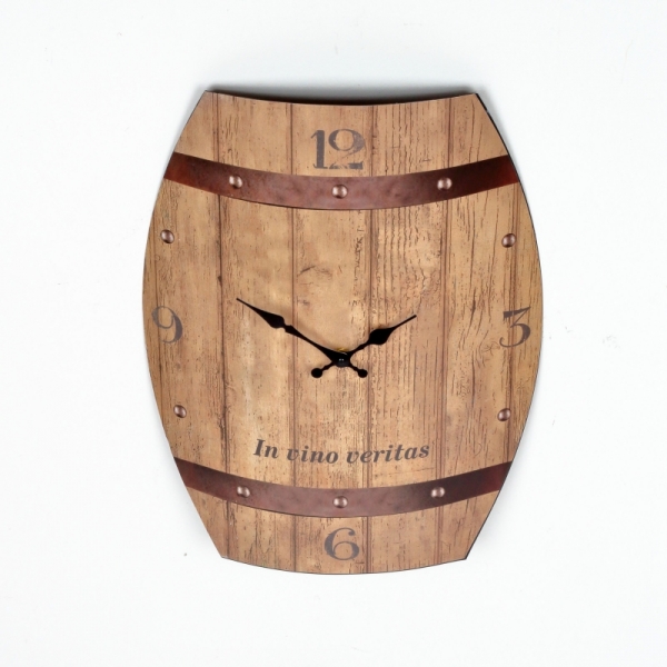 Hodiny nástěnné plechové sud In vino veritas 50x38,5cm