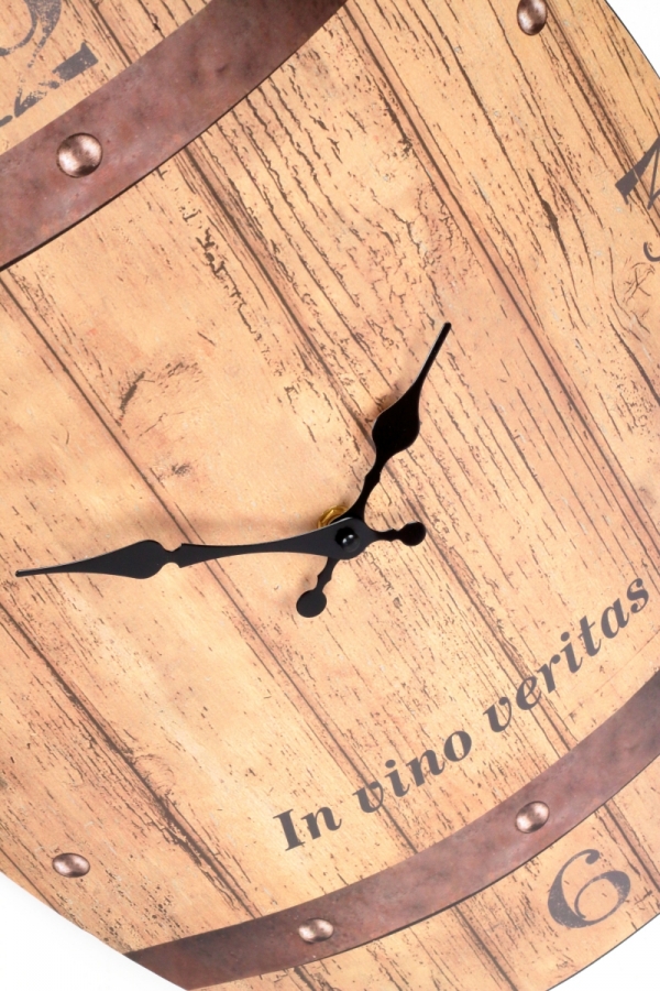 Hodiny nástěnné plechové sud In vino veritas 50x38,5cm