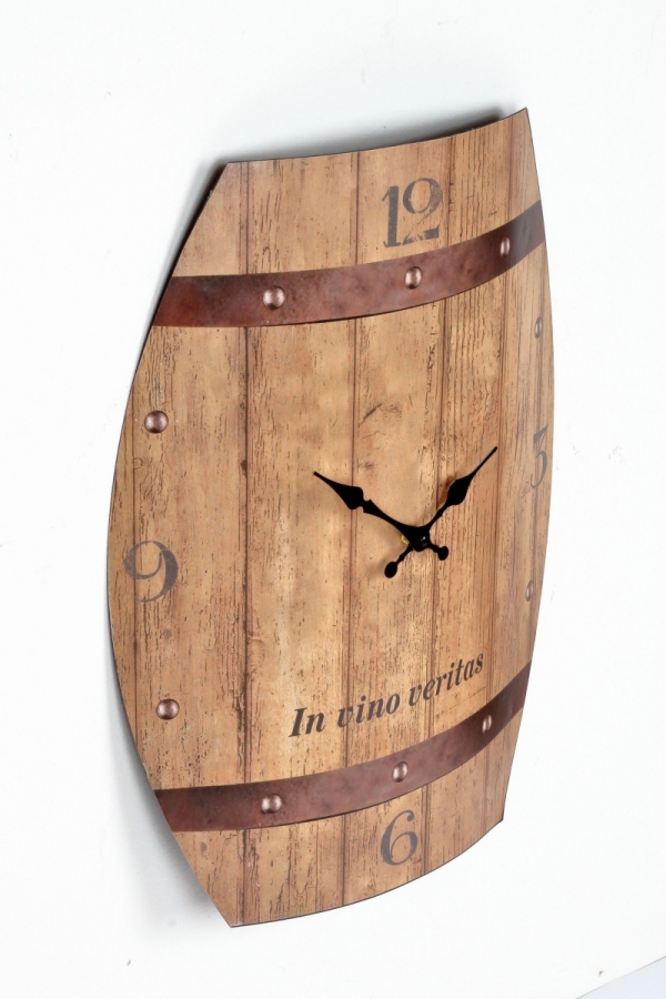 Hodiny nástěnné plechové sud In vino veritas 50x38,5cm