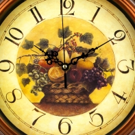 Hodiny nástěnné retro košík ovoce - 30cm