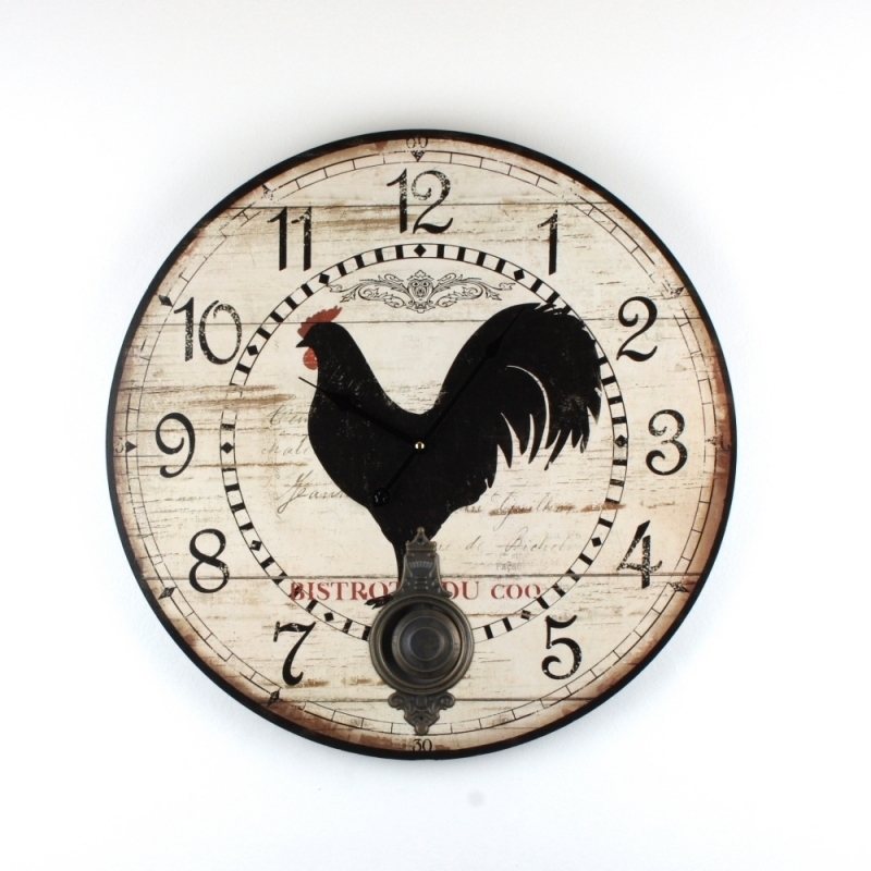 Hodiny nástěnné s kyvadlem kohout 58cm