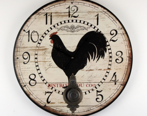 Hodiny nástěnné s kyvadlem kohout 58cm