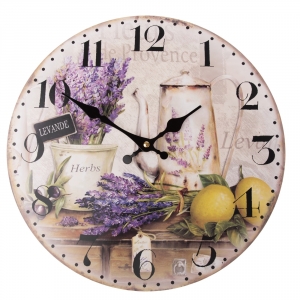 Hodiny nástěnné s levandulí 33cm