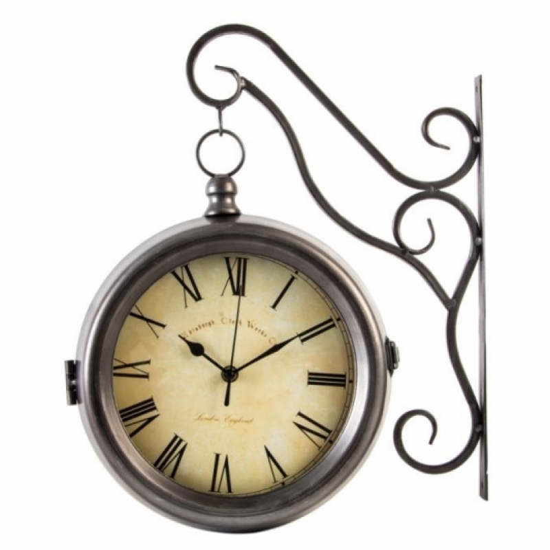 Hodiny oboustranné s konzolí 34x41x10cm