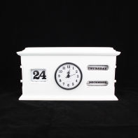 Hodiny s kalendářem dřevěné bílé 18cm