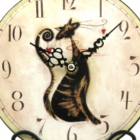 Hodiny s kočičkou - stojánek