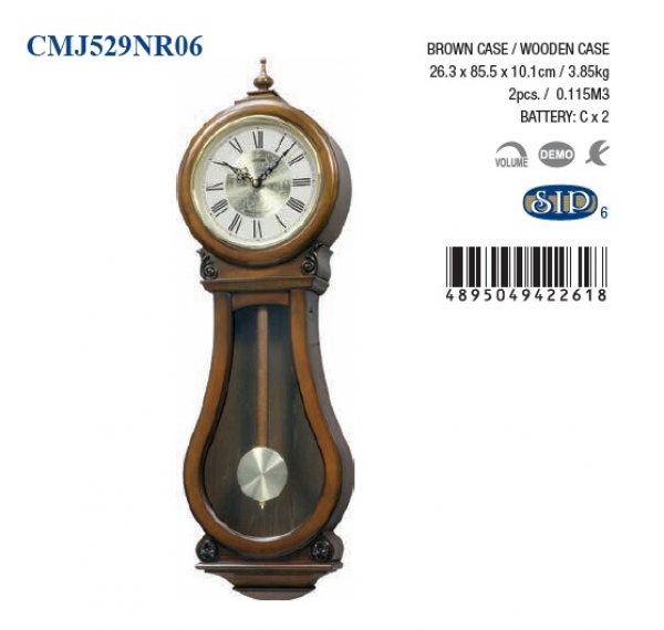 Hodiny s kyvadlem dřevěné 26,3x10,1x85,5cm