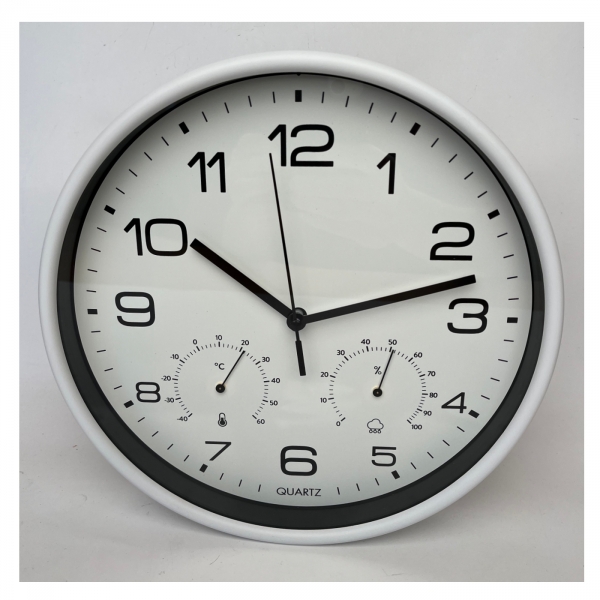 Hodiny s teploměrem a vlhkoměrem 25 cm