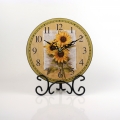 Hodiny stolní na stojánku - motiv slunečnice 18cm