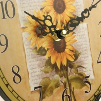 Hodiny stolní na stojánku - motiv slunečnice 18cm