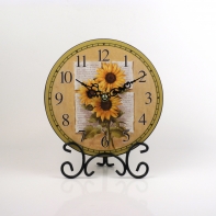 Hodiny stolní na stojánku - motiv slunečnice 18cm