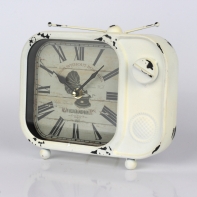 Hodiny stolní Old gramophon bílé 19x5x21cm