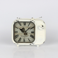 Hodiny stolní Old gramophon bílé 19x5x21cm