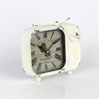 Hodiny stolní Old gramophon bílé 19x5x21cm