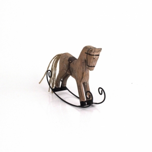 Houpací dřevěný koník hnědý 16x12x3,5cm