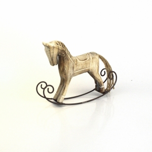 Houpací dřevěný kůň světle hnědý 16×12,5×3,5cm