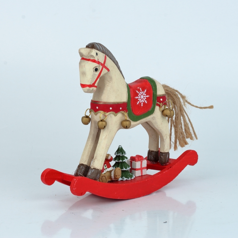 Houpací kůň bílý 15x14 cm vánoční