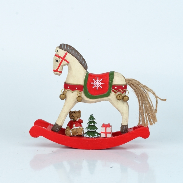 Houpací kůň bílý 15x14 cm vánoční