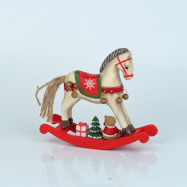 Houpací kůň bílý 15x14 cm vánoční