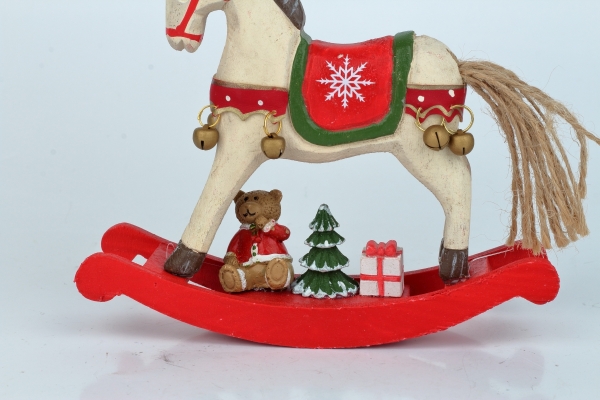 Houpací kůň bílý 15x14 cm vánoční