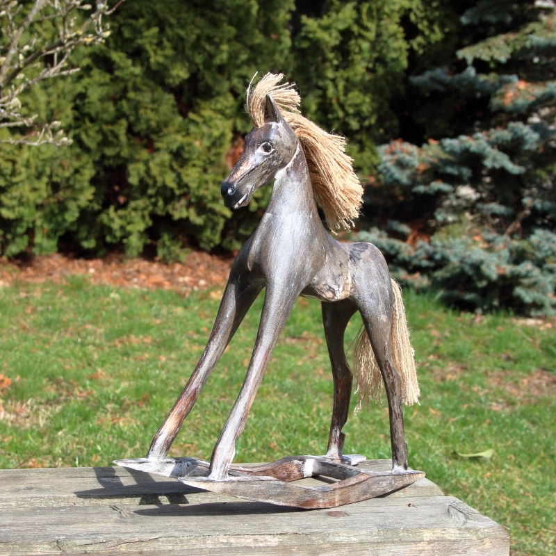 Houpací kůň dřevěná dekorace 38cm