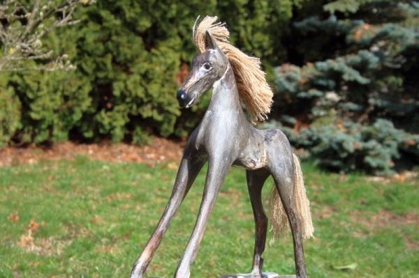 Houpací kůň dřevěná dekorace 38cm