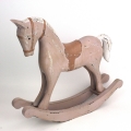 Houpací kůň dřevěný staro-růžový 38x32x8cm